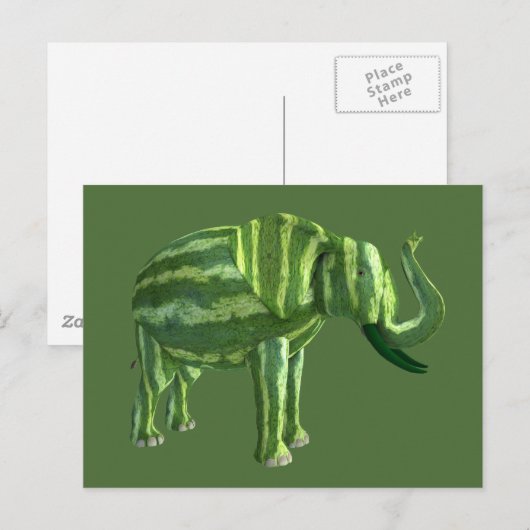 Elephant voor de zoete nationale watermelondag briefkaart (Voorkant / Achterkant)
