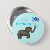 Elephant voor feestvieren (blauw) ronde button 7,6 cm (Voorkant /achterkant)