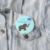 Elephant voor feestvieren (blauw) ronde button 7,6 cm (In situ)