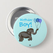 Elephant voor feestvieren (blauw) ronde button 7,6 cm (Voorkant /achterkant)