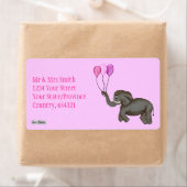 Elephant voor geviering (roze) etiket (Insitu)