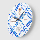 Elephant voor kind Blue & White Monkey - Aangepast Grote Klok (Hoek)