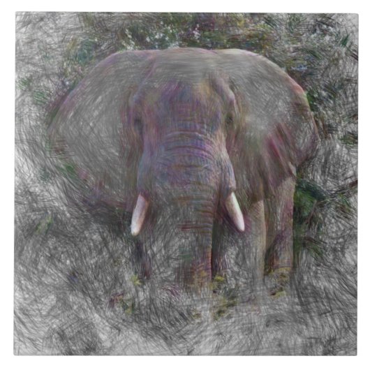 Elephant voor kunstdieren tegeltje (Voorkant)