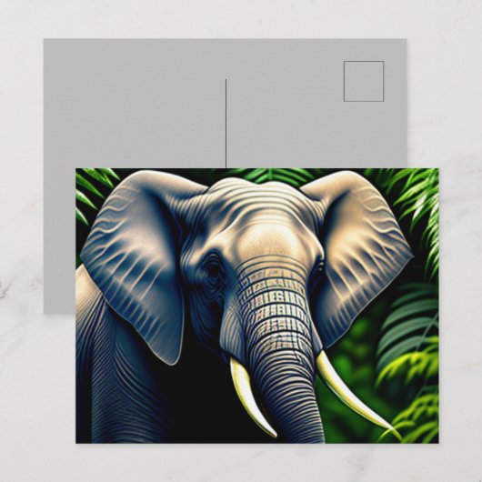 Elephant voor Oerwoud - vrij en vrij Briefkaart (Voorkant / Achterkant)