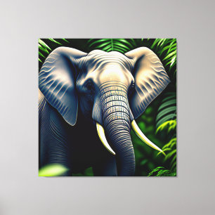 Elephant voor Oerwoud - vrij en vrij Canvas Afdruk