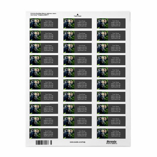 Elephant voor Oerwoud - vrij en vrij Etiket (Full Sheet)