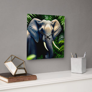 Elephant voor Oerwoud - vrij en vrij Vierkante Klok