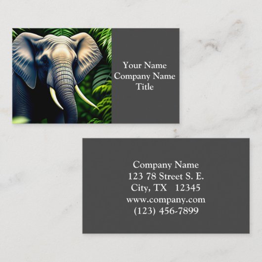 Elephant voor Oerwoud - vrij en vrij Visitekaartje (Voorkant / Achterkant)