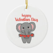 Elephant voor Valentijnsdagen die met Keramisch Ornament (Voorkant)