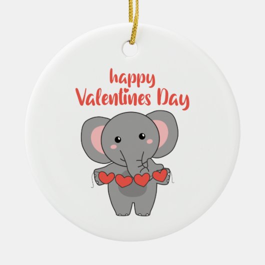 Elephant voor Valentijnsdagen die met Keramisch Ornament (Voorkant)