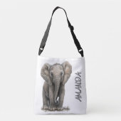 Elephant-voornaam voor Waterverf bevestigen Crossbody Tas (Achterkant)