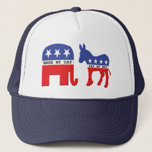Elephant vs Donkey Funny Political Trucker Pet