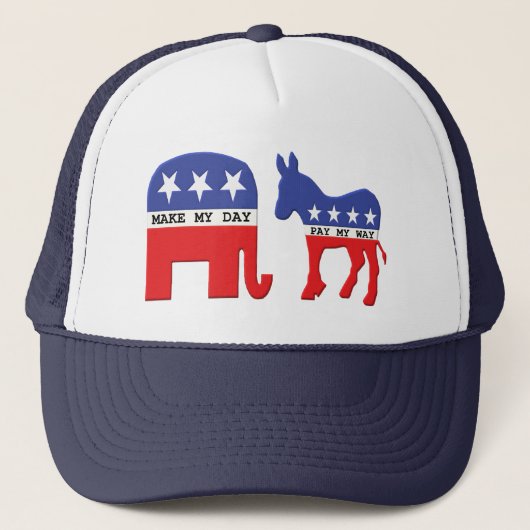 Elephant vs Donkey Funny Political Trucker Pet (Voorkant)