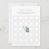 Elephant w butterfly baby shower bingo kaart (Voorkant)