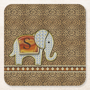 Elephant Walk Monogram Cheetah ID390 Kartonnen Onderzetters