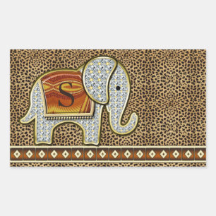 Elephant Walk Monogram Cheetah ID390 Rechthoekige Sticker