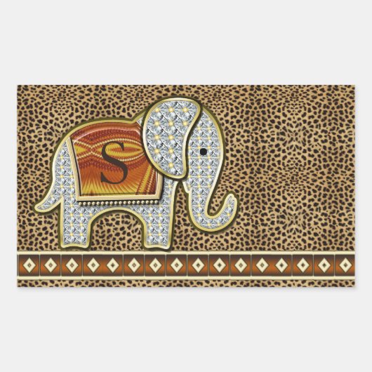 Elephant Walk Monogram Cheetah ID390 Rechthoekige Sticker (Voorkant)