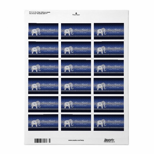 Elephant Walk Monogram Silver/Blue ID390 Etiket (Full Sheet)