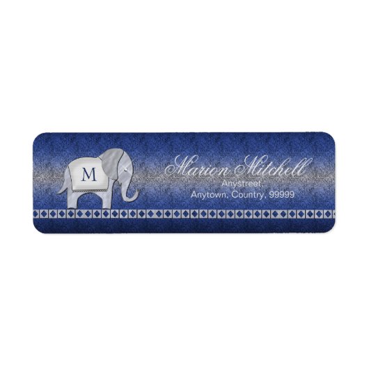 Elephant Walk Monogram Silver/Blue ID390 Etiket (Voorkant)