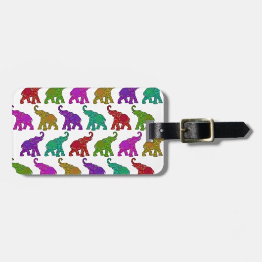 Elephant Walk Patroon tegels design Bagagelabel (Voorkant horizontaal)