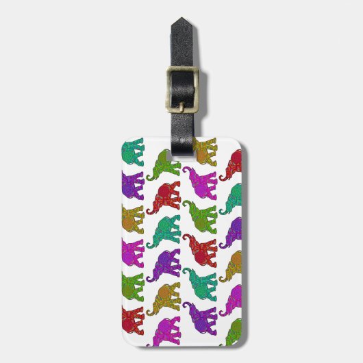 Elephant Walk Patroon tegels design Bagagelabel (Voorkant verticaal)