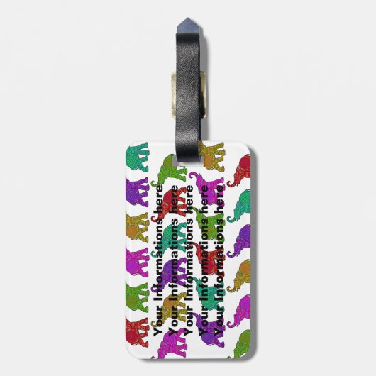Elephant Walk Patroon tegels design Bagagelabel (Achterkant verticaal)