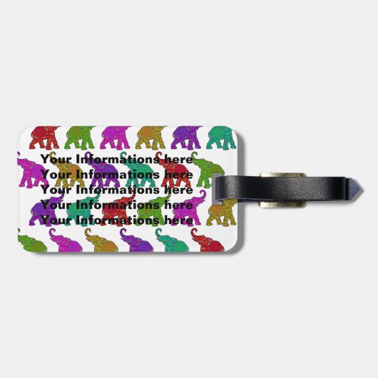 Elephant Walk Patroon tegels design Bagagelabel (Achterkant horizontaal)