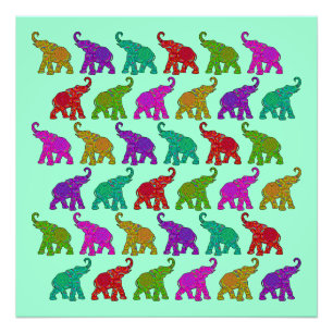 Elephant Walk Patroon tegels design Foto Afdruk