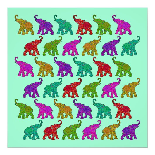 Elephant Walk Patroon tegels design Foto Afdruk (Voorkant)