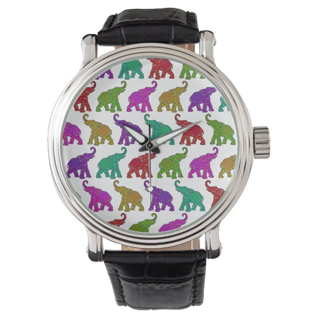 Elephant Walk Patroon tegels design Horloge (Voorkant)
