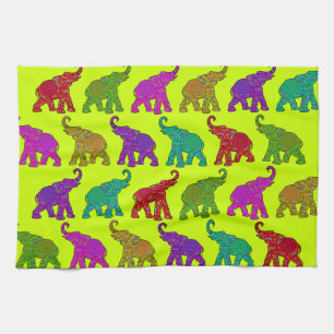Elephant Walk Patroon tegels design Theedoek