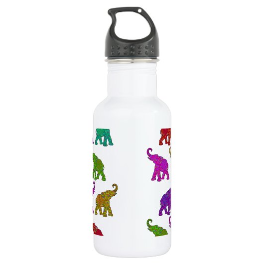 Elephant Walk Patroon tegels design Waterfles (Achterkant)