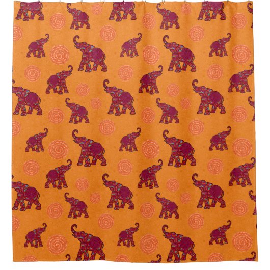 Elephant Walk Pattern + je ruggengraat. en ideeën Douchegordijn (Voorkant)