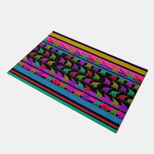 Elephant Walk & stripes + uw ideeën Deurmat (Schuin)