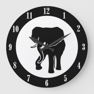 Elephant Wall Clock met White Numbers Grote Klok