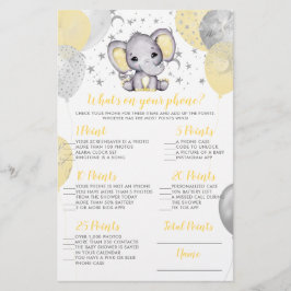 Elephant Wat is er op je Baby shower Game?