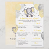 Elephant Wat is er op je Baby shower Game? (Voorkant / Achterkant)