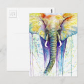 Elephant waterverf art. briefkaart (Voorkant / Achterkant)