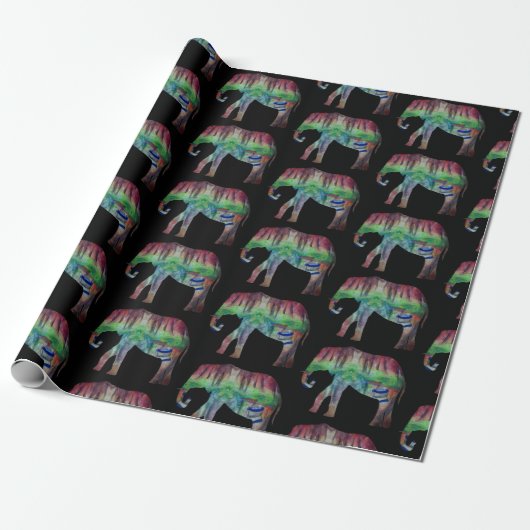 Elephant Waterverf Art Cadeaupapier (Uitgerold)