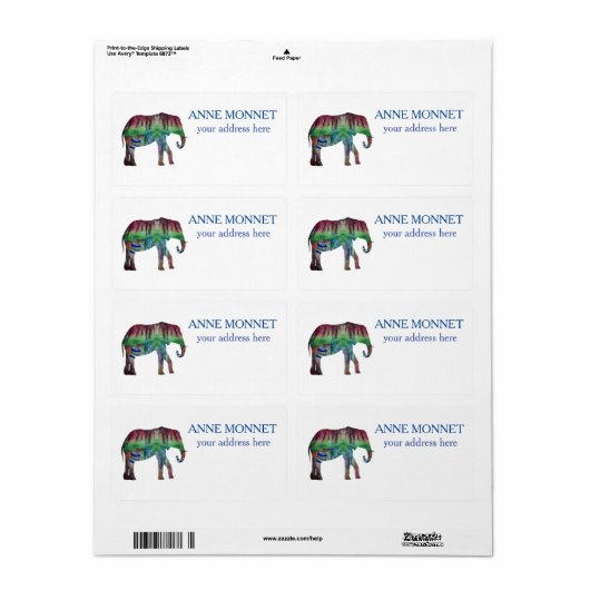 Elephant Waterverf Art Etiket (Full Sheet)