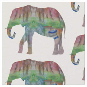 Elephant Waterverf Art Stof