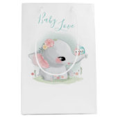 Elephant Waterverf Baby Love Medium Gift Bag Medium Cadeauzakje (Voorkant)