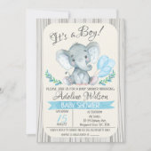 Elephant Waterverf Baby shower Invitation Kaart (Voorkant)