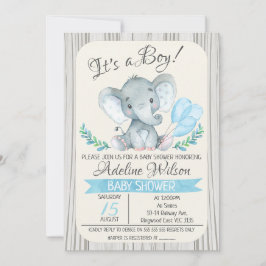 Elephant Waterverf Baby shower Invitation Kaart