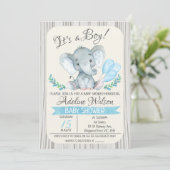 Elephant Waterverf Baby shower Invitation Kaart (Staand voorkant)