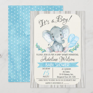 Elephant Waterverf Baby shower Invitation Kaart