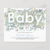 Elephant Waterverf boys Budget Baby shower blauw Flyer (Voorkant)