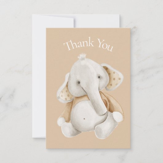 Elephant Waterverf Brown Baby shower Dank u wel Bedankkaart (Voorkant)