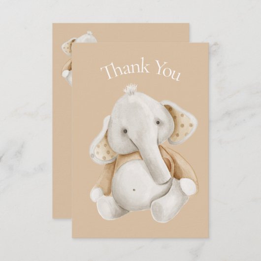 Elephant Waterverf Brown Baby shower Dank u wel Bedankkaart (Voorkant / Achterkant)
