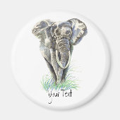 Elephant - Waterverf dierlijk Collectie Magneet (Voorkant)